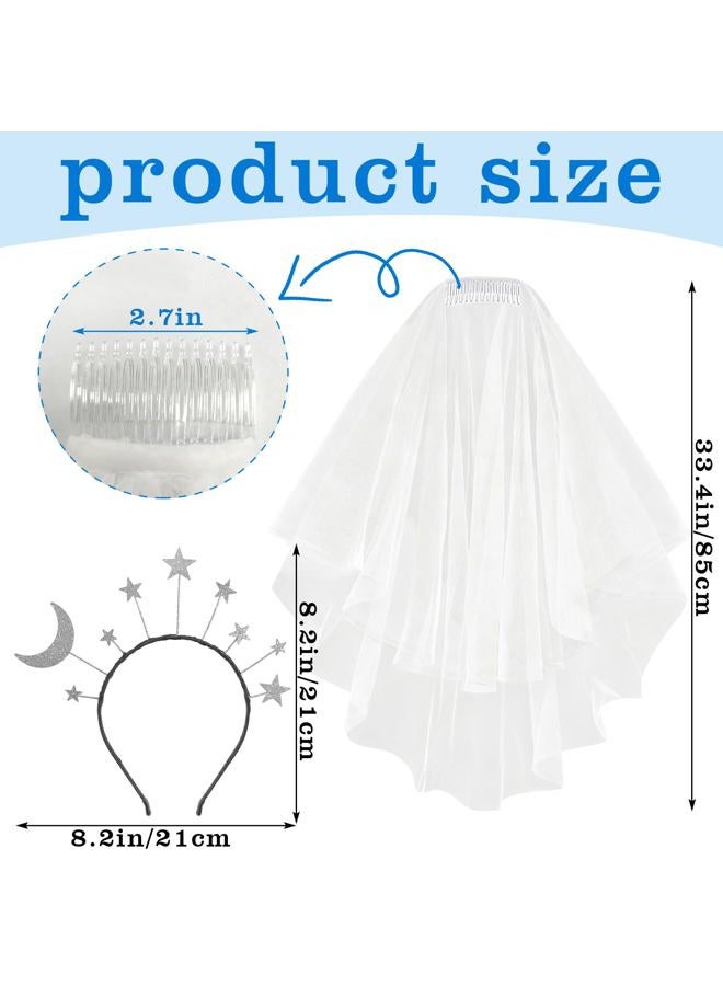 Bnikion Bride Glitter Star Headband with Veil - Image 5